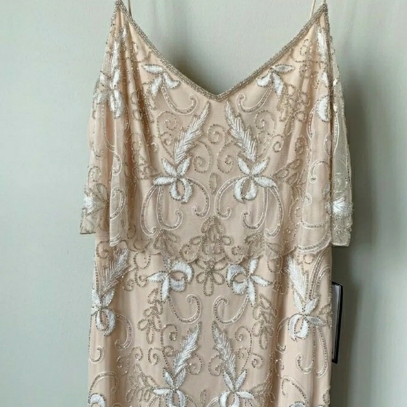 NWT SIZE 14 ADRIANNA PAPELL WOMEN'S FLORAL EMBELLISHED BEADED BODIC GOWN - Picture 4 of 7